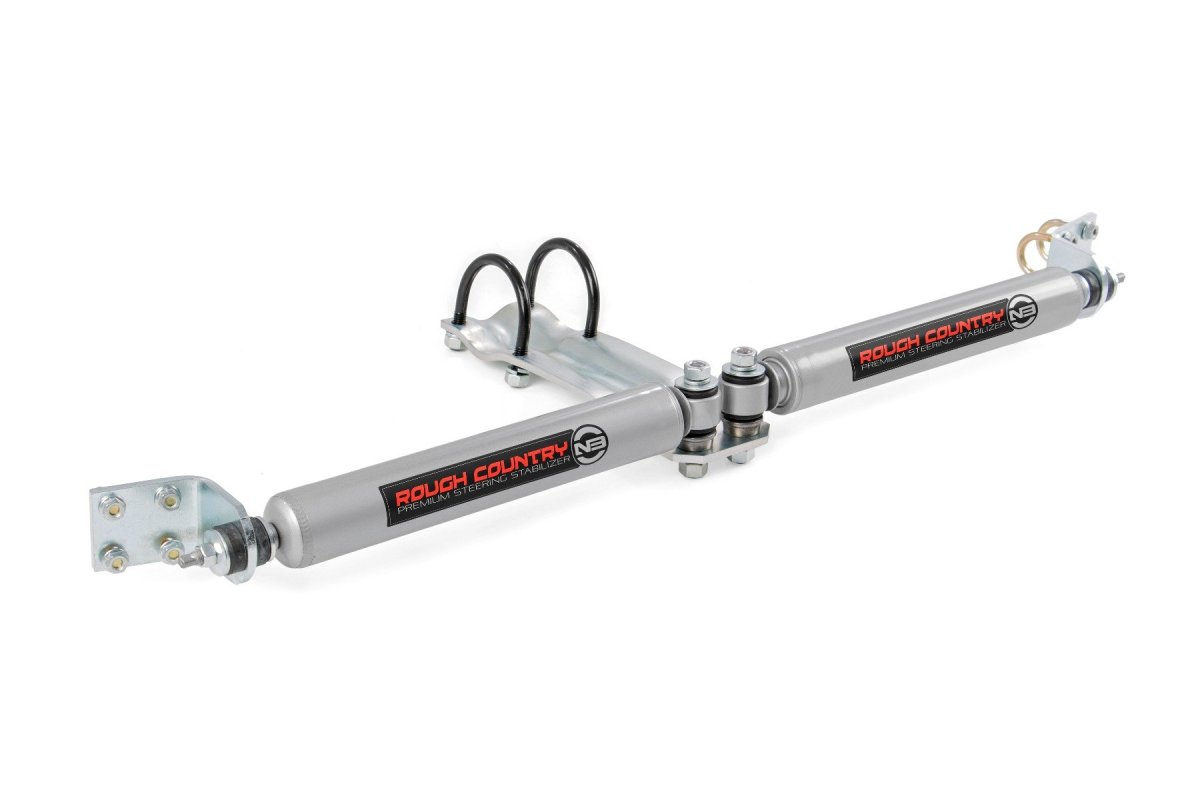 Dodge Ram 1500 Steering Stabilizer - Rough Country - Dual, 2-8 Inch Lift - '94-'99